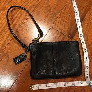 Classic Coach black leather wristlet